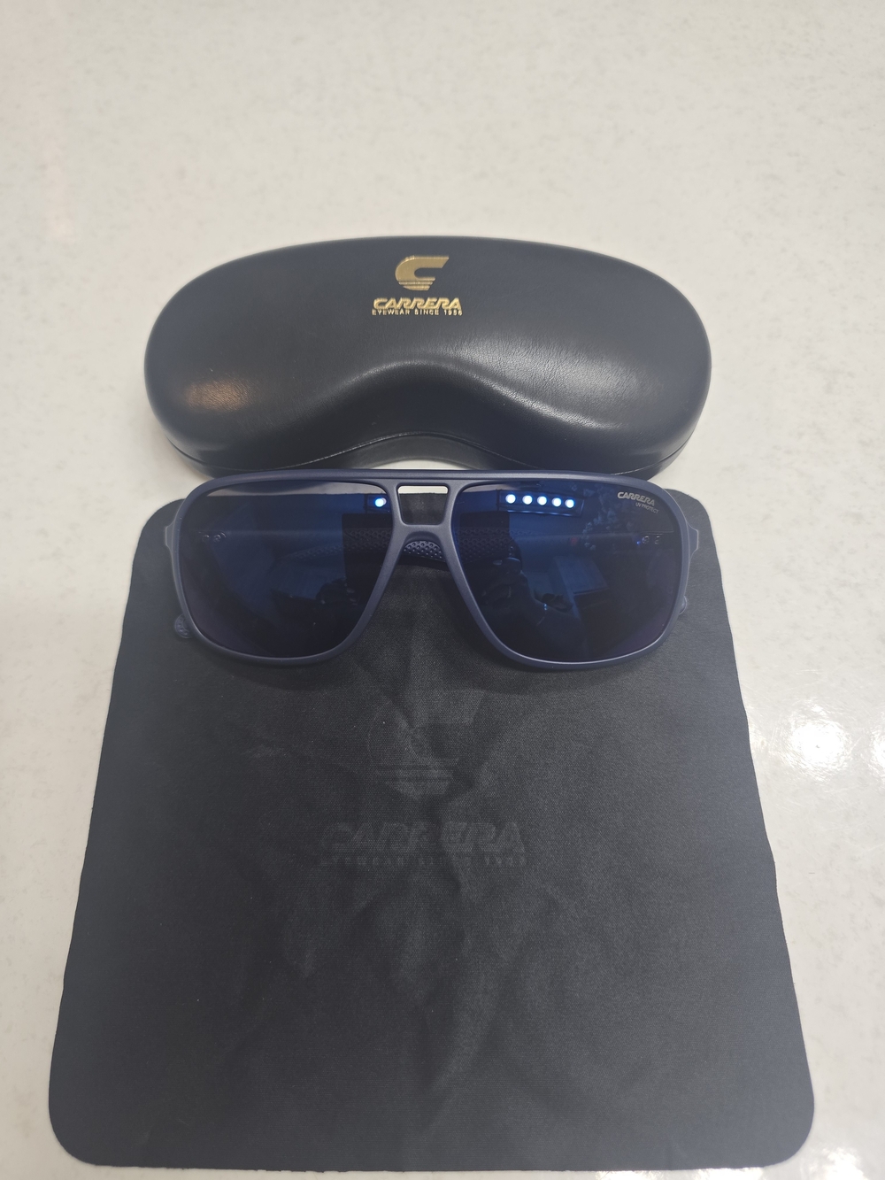 Carrera Matte Navy Blue Sunglasses with Tinted Lenses - Picture 6 of 7